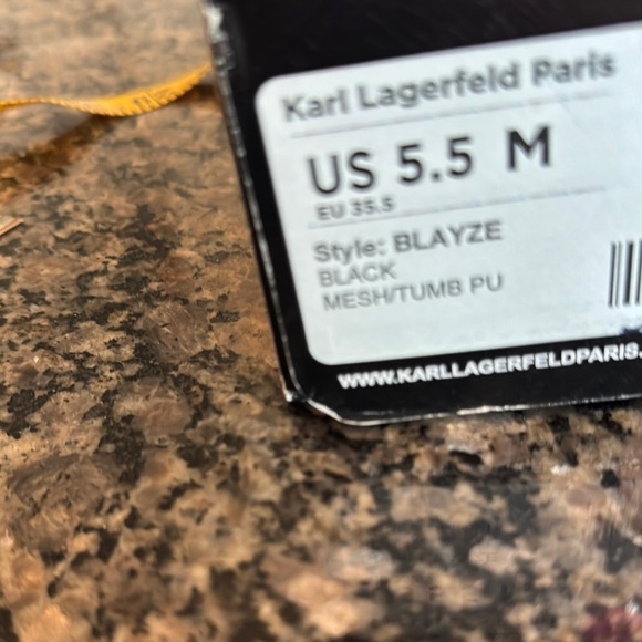 Karl Lagerfeld Black mesh Heeled Boots with Peep-Toe Design NWT 5.5 - Picture 16 of 16